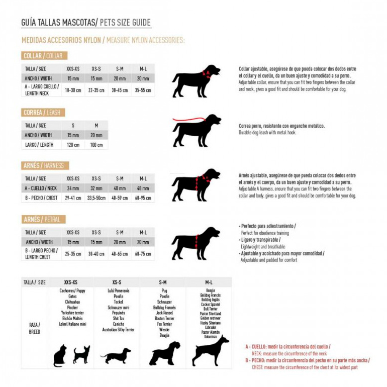 Guía de tallas - Mascotas