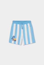 Bermudas Felpa Niño con Cordón en Cintura y Listas en Azul y Blanco y Dibujo Cool Island Casual o Ceremonia Boboli Bermudas Felpa Niño con Cordón en Cintura y Listas en Azul y Blanco y Dibujo Cool Island Casual o Ceremonia Boboli